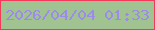 文字の大きさ：5、枠の色：f33a5a、背景の色：a1c392、文字の色：9d8bea 無料ブログパーツのブログ時計