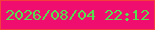 文字の大きさ：2、枠の色：f3403b、背景の色：ef0e6f、文字の色：58dc50 無料ブログパーツのブログ時計