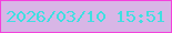 文字の大きさ：5、枠の色：f341dc、背景の色：d8b6e6、文字の色：3fdfe1 無料ブログパーツのブログ時計