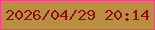 文字の大きさ：5、枠の色：f34483、背景の色：ba8f42、文字の色：920f0e 無料ブログパーツのブログ時計