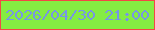 文字の大きさ：2、枠の色：f34645、背景の色：85ec42、文字の色：7796e4 無料ブログパーツのブログ時計