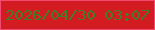 文字の大きさ：5、枠の色：f34870、背景の色：d31c22、文字の色：408025 無料ブログパーツのブログ時計