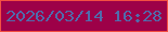 文字の大きさ：5、枠の色：f35042、背景の色：9d0148、文字の色：506bac 無料ブログパーツのブログ時計