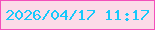 文字の大きさ：1、枠の色：f350bb、背景の色：fcdbe8、文字の色：16c9fb 無料ブログパーツのブログ時計