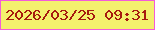 文字の大きさ：3、枠の色：f35cd9、背景の色：f4f16d、文字の色：a61b0f 無料ブログパーツのブログ時計