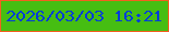 文字の大きさ：3、枠の色：f35f20、背景の色：46be12、文字の色：023dd9 無料ブログパーツのブログ時計