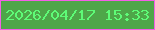 文字の大きさ：1、枠の色：f35fe6、背景の色：4ea649、文字の色：5efb77 無料ブログパーツのブログ時計