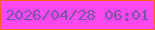 文字の大きさ：3、枠の色：f3621e、背景の色：fc49ed、文字の色：7655a4 無料ブログパーツのブログ時計