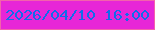 文字の大きさ：1、枠の色：f362ab、背景の色：e726d7、文字の色：106ceb 無料ブログパーツのブログ時計