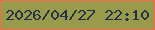 文字の大きさ：1、枠の色：f36b4b、背景の色：9a9b4a、文字の色：22314c 無料ブログパーツのブログ時計