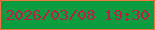 文字の大きさ：3、枠の色：f3753c、背景の色：0c9c40、文字の色：ba1e44 無料ブログパーツのブログ時計