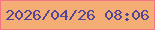 文字の大きさ：3、枠の色：f37584、背景の色：f4ae75、文字の色：534697 無料ブログパーツのブログ時計