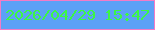 文字の大きさ：3、枠の色：f37bc6、背景の色：5ca1f6、文字の色：3cf745 無料ブログパーツのブログ時計
