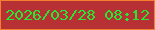 文字の大きさ：3、枠の色：f3802f、背景の色：b73033、文字の色：27e734 無料ブログパーツのブログ時計