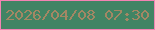 文字の大きさ：1、枠の色：f383b3、背景の色：418464、文字の色：a38764 無料ブログパーツのブログ時計