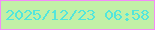 文字の大きさ：3、枠の色：f38cf8、背景の色：c2f0a7、文字の色：53e6db 無料ブログパーツのブログ時計