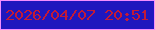文字の大きさ：4、枠の色：f38efe、背景の色：1f17be、文字の色：c31a37 無料ブログパーツのブログ時計