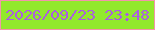 文字の大きさ：2、枠の色：f395aa、背景の色：92e92c、文字の色：ab5ee0 無料ブログパーツのブログ時計