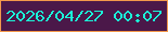 文字の大きさ：3、枠の色：f3994b、背景の色：4b1849、文字の色：1bf5d8 無料ブログパーツのブログ時計
