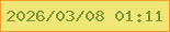 文字の大きさ：1、枠の色：f39a2c、背景の色：f0e776、文字の色：799738 無料ブログパーツのブログ時計