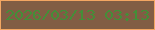 文字の大きさ：3、枠の色：f3a662、背景の色：815d44、文字の色：448e38 無料ブログパーツのブログ時計