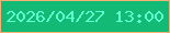 文字の大きさ：5、枠の色：f3b176、背景の色：12ba76、文字の色：5fffcf 無料ブログパーツのブログ時計