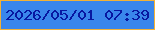 文字の大きさ：4、枠の色：f3b236、背景の色：3a86eb、文字の色：0817a1 無料ブログパーツのブログ時計
