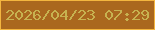 文字の大きさ：4、枠の色：f3b53f、背景の色：aa671e、文字の色：c7b250 無料ブログパーツのブログ時計