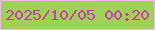 文字の大きさ：1、枠の色：f3b9f6、背景の色：9fd156、文字の色：c93fb0 無料ブログパーツのブログ時計