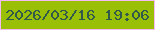 文字の大きさ：4、枠の色：f3baf3、背景の色：99c007、文字の色：315a4a 無料ブログパーツのブログ時計