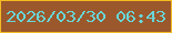 文字の大きさ：5、枠の色：f3bb22、背景の色：9b582c、文字の色：68d6d8 無料ブログパーツのブログ時計