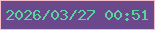文字の大きさ：3、枠の色：f3bccb、背景の色：6a488b、文字の色：59d49c 無料ブログパーツのブログ時計