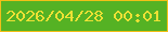 文字の大きさ：2、枠の色：f3c017、背景の色：55b224、文字の色：ede135 無料ブログパーツのブログ時計