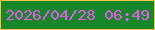 文字の大きさ：5、枠の色：f3c647、背景の色：158729、文字の色：e45cf5 無料ブログパーツのブログ時計