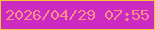 文字の大きさ：5、枠の色：f3c735、背景の色：cd2ac1、文字の色：f98f86 無料ブログパーツのブログ時計