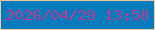 文字の大きさ：2、枠の色：f3c8a2、背景の色：047bbc、文字の色：b43e96 無料ブログパーツのブログ時計
