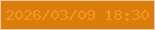 文字の大きさ：1、枠の色：f3c8a3、背景の色：da7d0d、文字の色：f79520 無料ブログパーツのブログ時計