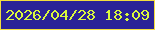 文字の大きさ：1、枠の色：f3dd3e、背景の色：2b2297、文字の色：daf93d 無料ブログパーツのブログ時計