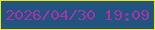 文字の大きさ：4、枠の色：f3e809、背景の色：21547f、文字の色：a732a6 無料ブログパーツのブログ時計