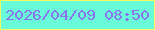 文字の大きさ：1、枠の色：f3f95f、背景の色：69fad9、文字の色：8a74ec 無料ブログパーツのブログ時計