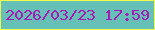 文字の大きさ：5、枠の色：f3fb4a、背景の色：66c0b7、文字の色：a41cb5 無料ブログパーツのブログ時計