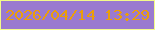 文字の大きさ：2、枠の色：f3fb89、背景の色：9a7acf、文字の色：eb9e09 無料ブログパーツのブログ時計