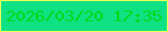 文字の大きさ：2、枠の色：f3ff53、背景の色：0fe285、文字の色：05d814 無料ブログパーツのブログ時計