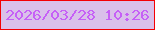 文字の大きさ：5、枠の色：f40005、背景の色：dac0ea、文字の色：c660f6 無料ブログパーツのブログ時計