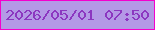 文字の大きさ：1、枠の色：f401cd、背景の色：b499e6、文字の色：8c37c0 無料ブログパーツのブログ時計