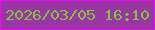 文字の大きさ：1、枠の色：f403ff、背景の色：9936a4、文字の色：80c63c 無料ブログパーツのブログ時計