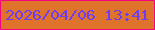 文字の大きさ：1、枠の色：f4047d、背景の色：df732b、文字の色：6f3cf6 無料ブログパーツのブログ時計