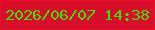 文字の大きさ：1、枠の色：f40928、背景の色：d60e29、文字の色：43df03 無料ブログパーツのブログ時計