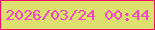 文字の大きさ：1、枠の色：f40d67、背景の色：dde06e、文字の色：f745c0 無料ブログパーツのブログ時計
