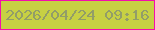 文字の大きさ：5、枠の色：f40dac、背景の色：c7d043、文字の色：929d68 無料ブログパーツのブログ時計